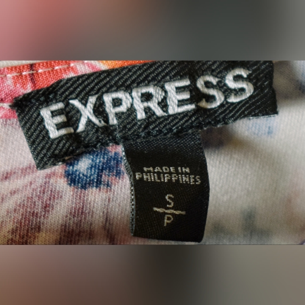 Express Multicolor Floral Crop Top, Sz Small - Picture 2 of 3